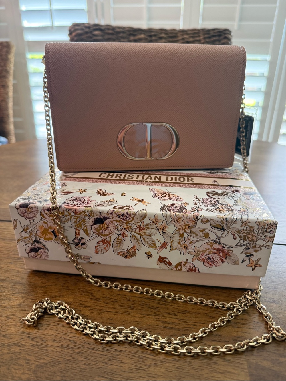 Dior Montaigne 30 Blush/Nude Leather 2 in 1 Pouch